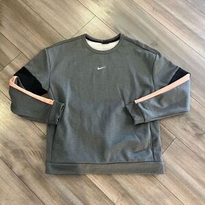 Nike Womens Crewneck Sweatshirt Gray Colorblock Fleece Pullover Small S